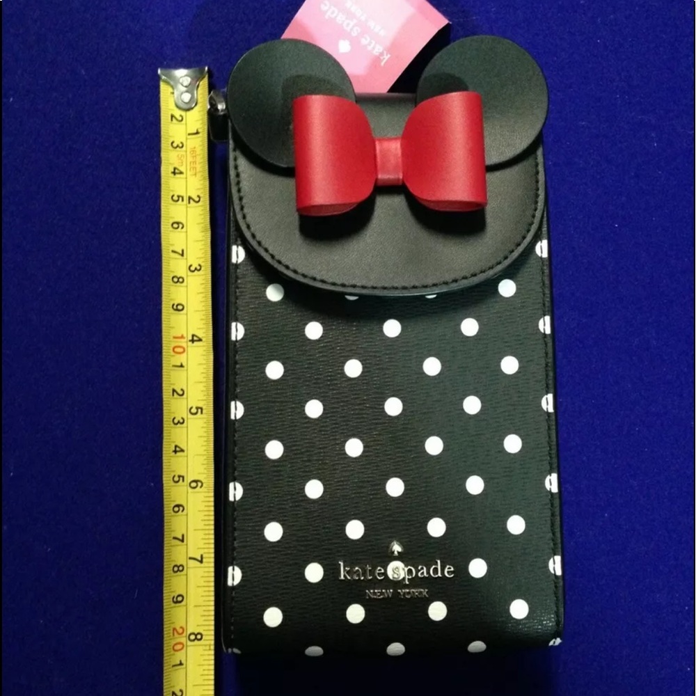 KATE SPADE DISNEY MINNIE MOUSE NORTH SOUTH FLAP PHONE CROSSBODY polka dot - Picture 7 of 7